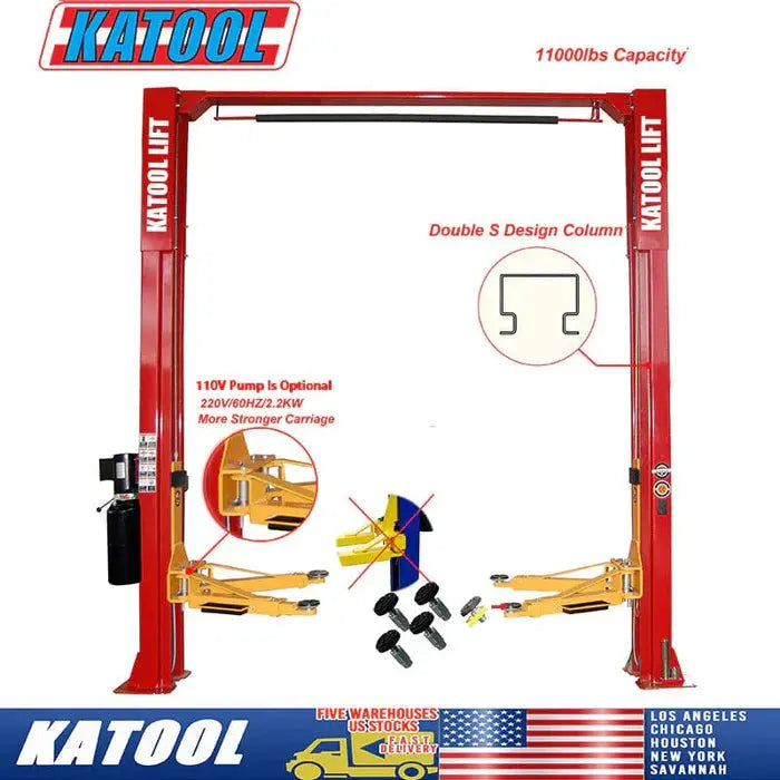 Katool 2 Post Clear-floor Vehicle Lift 11,000lbs KT-M110 Katool